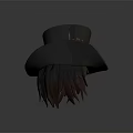 Black Top Hat Featuring Gear Decoration Red Ribbon And Brown Feathers