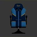 Blue and Yellow Modern Gaming Chair with Ergonomic Design Reclining Backrest and Armrests