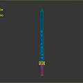 Decorative Sword With Blue Blade Red Hilt And Golden Accents