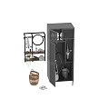 Gray Balcony Cabinet Interior With Louvered Doors Storage Baskets And Hanging Plants