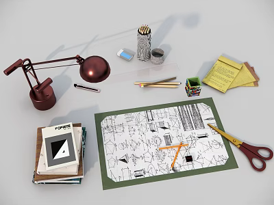 Modern Stationery Office Stationery Student Stationery Combination 3d model