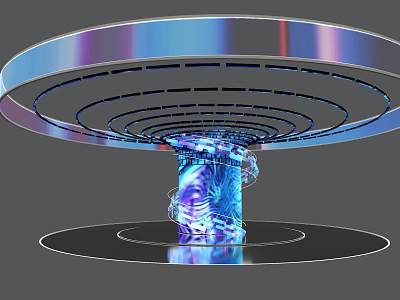 Illuminated Circular Art Installation With Layered Rings And Blue Purple Patterns 3d model
