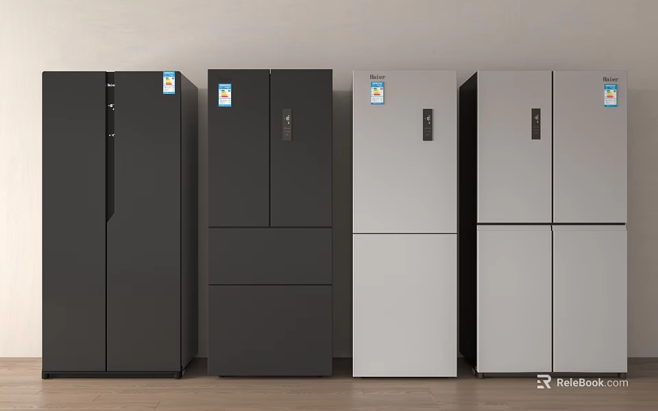 Stylish Modern Refrigerators Freezers With Black Silver Double Multi Door Designs 3d model 