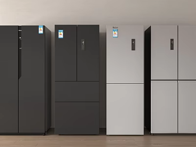 Stylish Modern Refrigerators Freezers With Black Silver Double Multi Door Designs 3d model