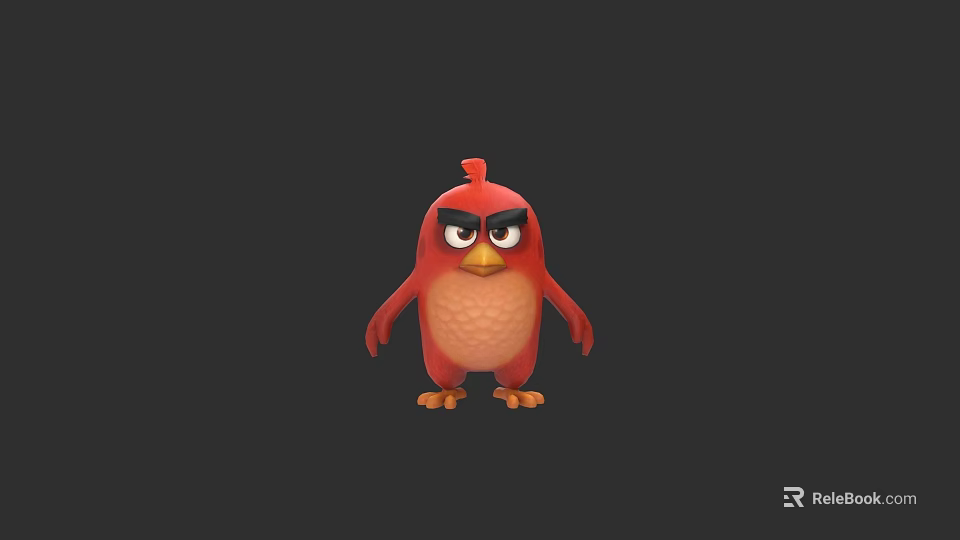 Angry Red Bird Character From Popular Video Game With Furious Expression 3d model 