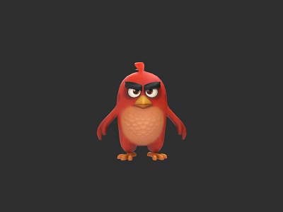 Angry Red Bird Character From Popular Video Game With Furious Expression 3d model