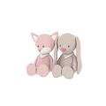 Adorable Pink Fox And Light Pink Rabbit Soft Plush Dolls With Bandana Sitting Together
