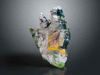 Garden Landscape Rock Formation With Mossy Green And Yellow Textured Natural Details 3d model