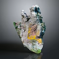 Garden Landscape Rock Formation With Mossy Green And Yellow Textured Natural Details
