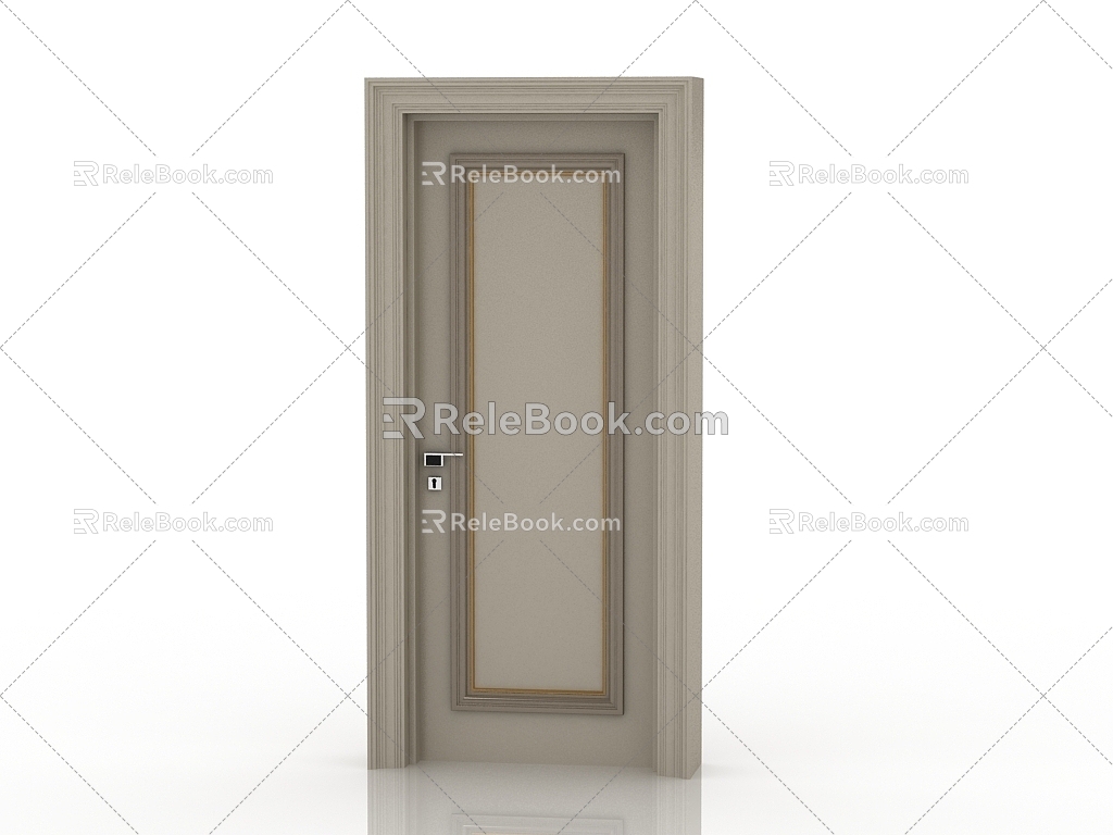 Jianou solid wood door interior door door 3d model