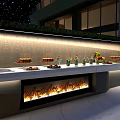 Modern Outdoor Leisure Space With Water Pool Lighting Seating And Large Screen 3d model