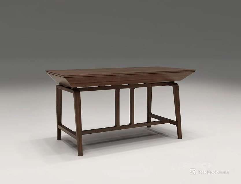 Modern Minimalist Wooden Desk With Sturdy Legs And Smooth Top Surface 3d model 