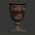 Copper Decorative Goblet With Carved Leaf Patterns And Ornate Base For Home Living