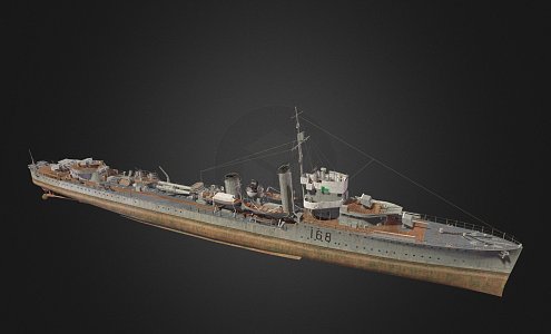 modern warship destroyer weapon ship cruiser ship 3d model