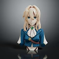 Game and Movie Character With Blonde Hair Green Eyes Blue Outfit And Bust Sculpture