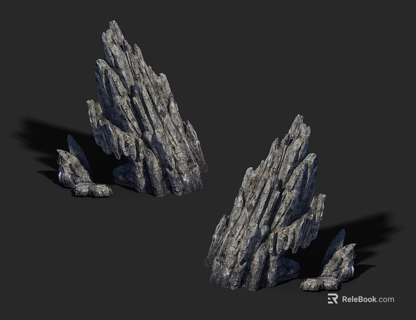 Natural Stone Rock Formations With Wood Like Textures And Details 3d model 