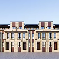 Modern Townhouse Exterior Design With Multiple Units Balconies Large Windows And Symmetrical Facade