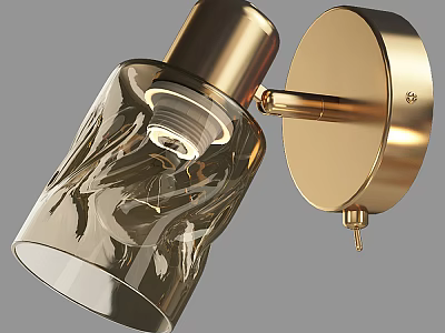 Modern Elegant Wall Lamp With Golden Metal Frame And Textured Glass Shade 3d model