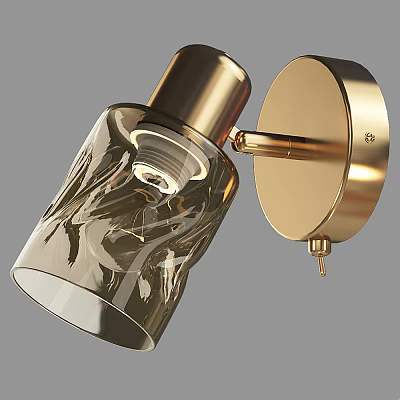 Modern Elegant Wall Lamp With Golden Metal Frame And Textured Glass Shade 3d model