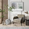 Modern single sofa leisure chair side combination 3d model