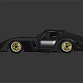 Gray Retro Sports Car with Sleek Body Yellow Wheels and Round Headlights