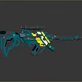 Futuristic Teal And Yellow Sci Fi Weapon With Scope And Intricate Design