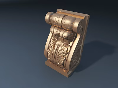 Golden Decorative Road Infrastructure Component Featuring Intricate Carved Patterns 3d model