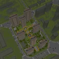 Aerial Planning of Modern Residential Community With High Rise Buildings Green Spaces and Road Networks