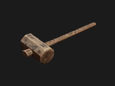 Classic Durable Vintage Hardware Hammer With Wooden Handle And Metal Head 3d model
