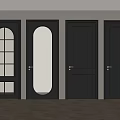 Modern Black Doors With Various Glass Designs And Brass Handles