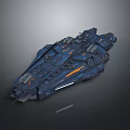Space Aerospace Dark Blue Sci Fi Spaceship With Orange Accent Lines And Detailed Structure 3d model