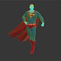 Superman Character In Blue Costume With Red Cape And S Emblem Standing Pose