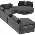 Modern Gray Fabric Sectional Sofa With Modular Design And Comfortable Cushions 3d model
