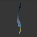 Fantasy Scimitar Weapon With Rainbow Colored Blade And Blue Decorative Handle