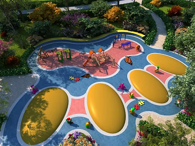 Modern children's play area is not confused cat claw children's paradise 3d model