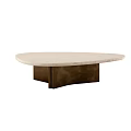 Elegant Round Coffee Table With Light Beige Marble Top And Bronze Base 3d model