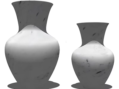 White Marble Vases With Black Veins And Beautiful Flowers For Home Decor 3d model