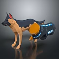 Polygonal German Shepherd Model With Police Device And Blue Lights Feature 3d model