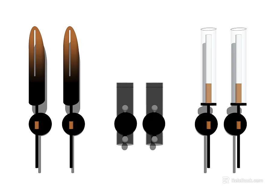 Modern Stylish Wall Lamps With Sleek Metal Frame And Glass Shade Design 3d model 