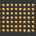 Decorative Ornament Set With Neatly Arranged Emoji Faces On Dark Background With Reflections