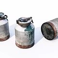 Vintage Industrial Equipment Metal Milk Cans With Rustic Design And Storage Use