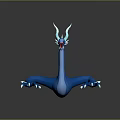 Blue Dragon Game Movie Character With White Horns Red Eyes And White Claws