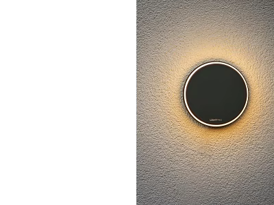Modern Circular Black Wall Lamp With Warm Light Mounted On Textured Wall 3d model