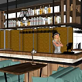 Modern Bar Interior With Wine Rack Green Plants Bar Counter And Cozy Seating