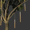 Slim Yellow Decorative Lights Hanging on Tree for Outdoor Garden Landscape Decoration