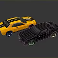 Two Modern Sports Cars With Yellow Black Stripes And Sleek Black Exterior