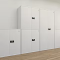 Modern White Bookcase Interior Design With Modular Cabinet Doors And Small Black Handles