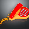 Vintage Retro Telephone With Red Handset Yellow Body And Dial Keypad