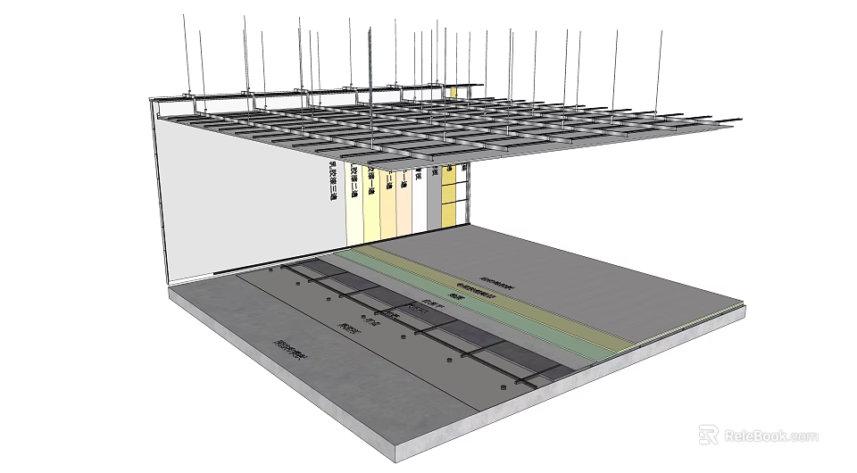 Building Components Structural Framework With Floor Slab Reinforced Layers And Support Beams 3d model