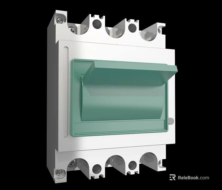 Durable Hardware Tool Circuit Breaker With Silver Metal Housing And Green Handle 3d model 